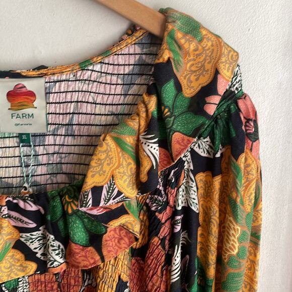 Farm Rio Black Garden Ruffle Mini Dress - Picture 4 of 16